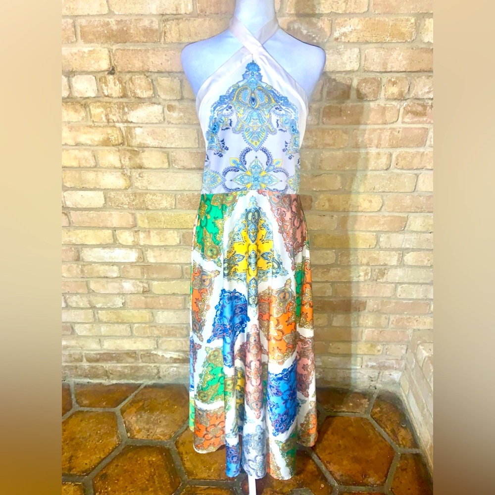 Gorgeous multi-color halter tie-back solid ribbon bust lining - App Med